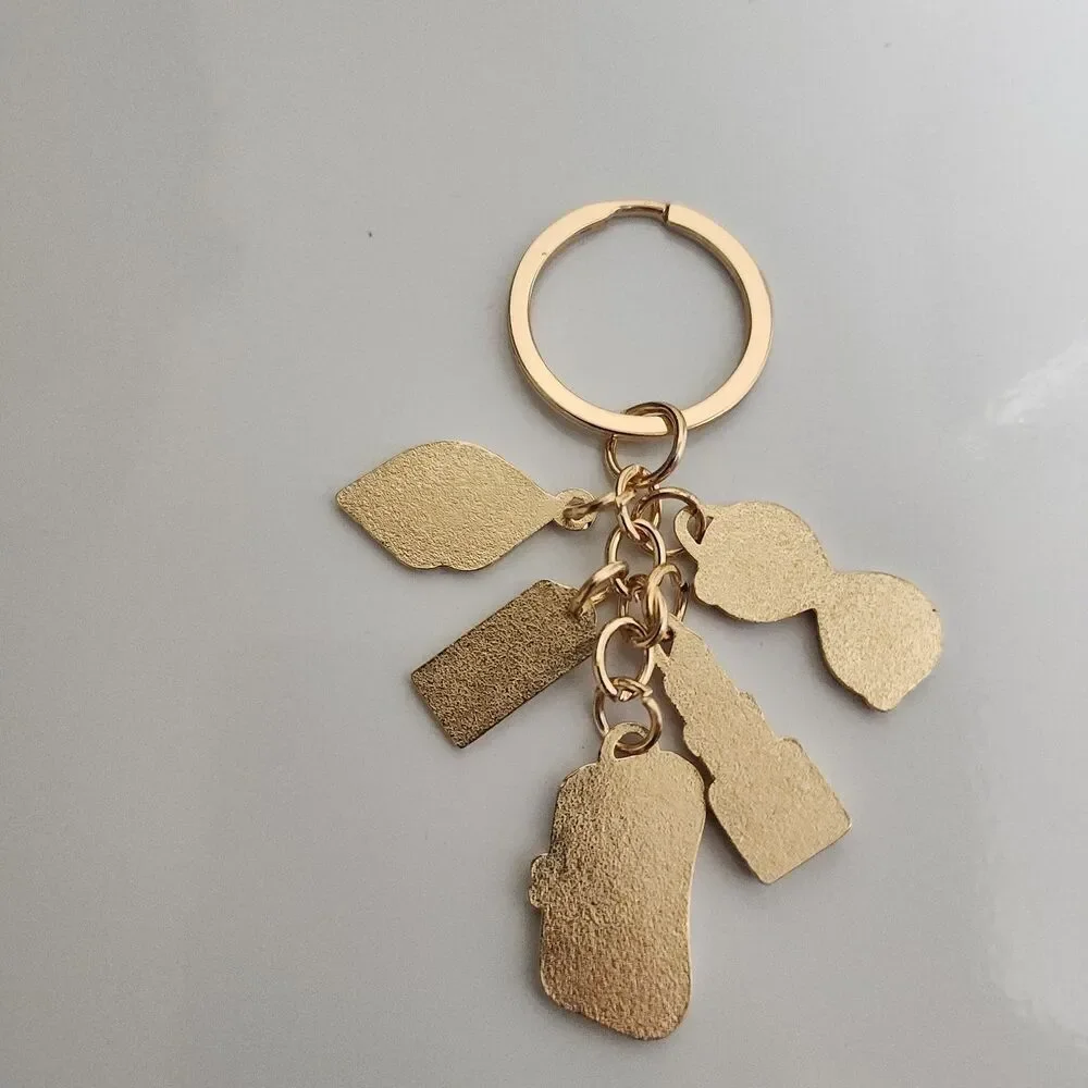 Keychain with Lipstick, Sunglasses and Bag Charms